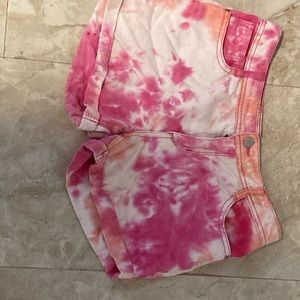 Mid waist shorts White Pink tie dye